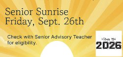 Sunrise Image with a reminder about upcoming event for students